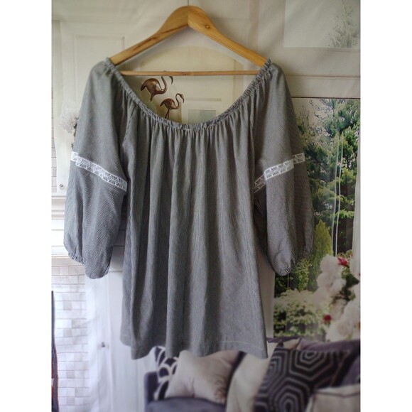 Lane Bryant Size 3X 22/24 Boho Top Peasant Renaissance Festival Crochet Womens - Picture 2 of 6